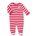  Christmas Red Striped Sleepwear with Santa Face Applique 